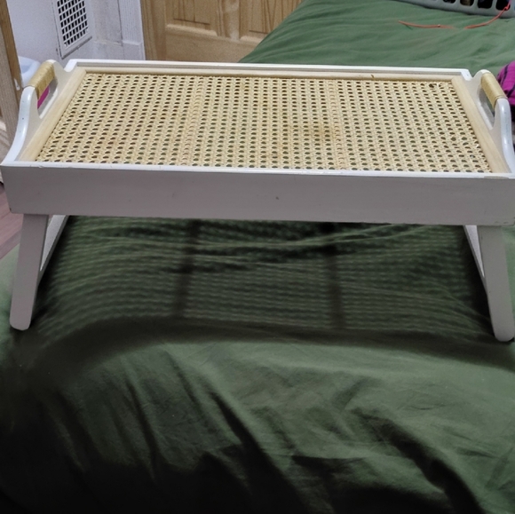 Other - Wicker Top Breakfast In Bed Tray in White and Natural Cane